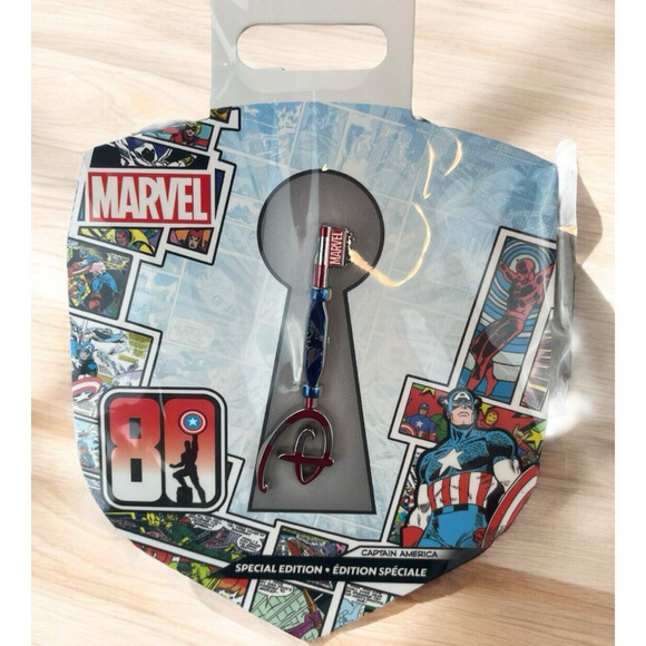 NEW Disney Marvel Captain America 80 Anniversary Special Ed. Collectible Key Pin - Picture 1 of 2